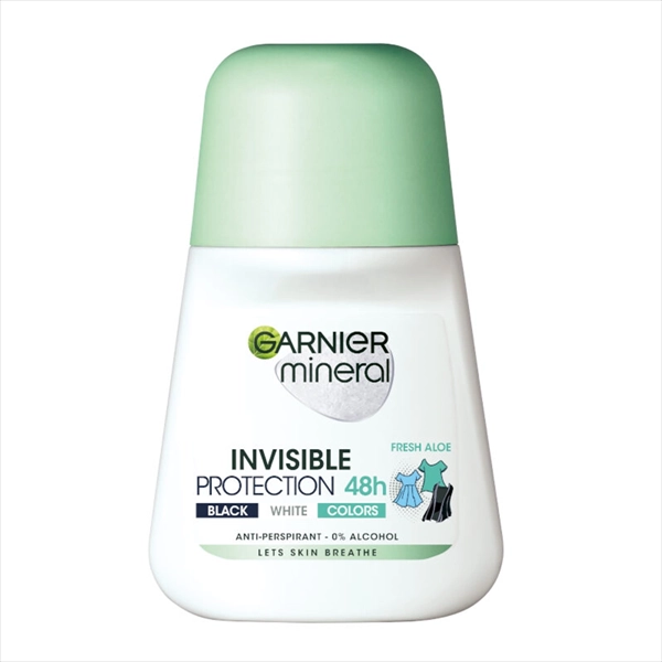 GARNIER MINERAL DEO ROLL-ON INVISIBLE PROTECTION B&W&COLORS WOMEN 50ML