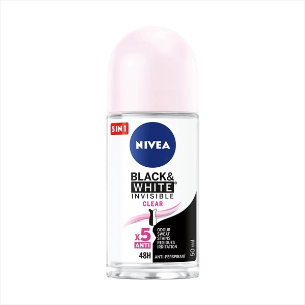 NIVEA DEO ROLL-ON BLACK&WHITE INVISIBLE CLEAR WOMEN 50ML
