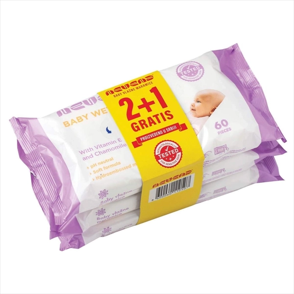 NEVENA VLAŽNE MARAMICE BABY 2+1 180KOM
